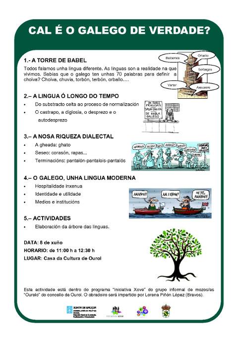 A Casa da Cultura de Ourol acollerá un curso sobre o galego o 8 de xuño. Está organizado polo grupo informal de mozos e mozas Ourelo. 