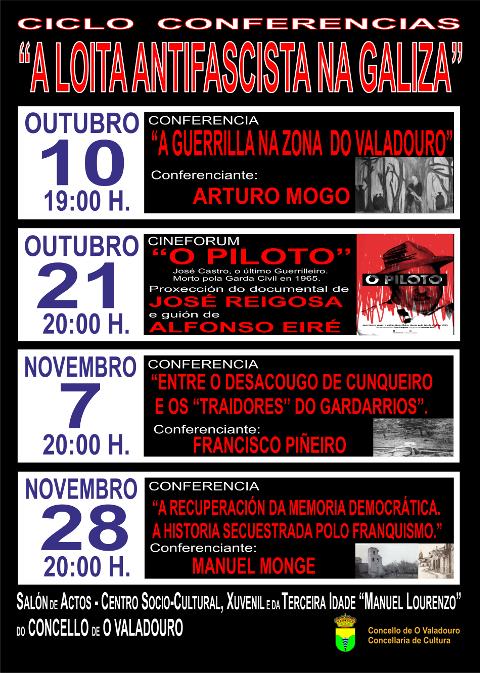 O Concello de O Valadouro dedica un ciclo de conferencias á loita antifascista. 