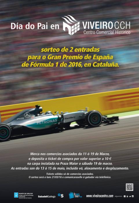 Centro Histórico de Viveiro sortea en la Campaña del Día del Padre dos entradas para el Gran Premio de España de Fórmula 1, que se celebrará en Montmeló a mediados de mayo.