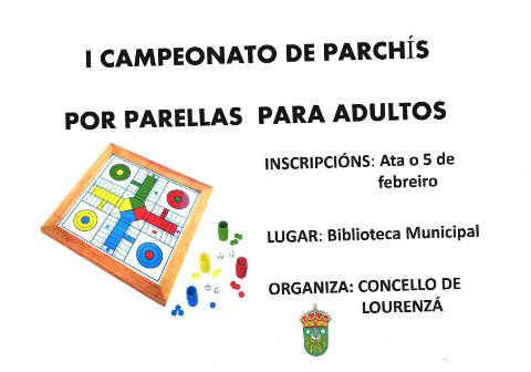 O Concello de Lourenzá organiza un campionato de parchís para adultos. A inscrición remata o 5 de febreiro. 