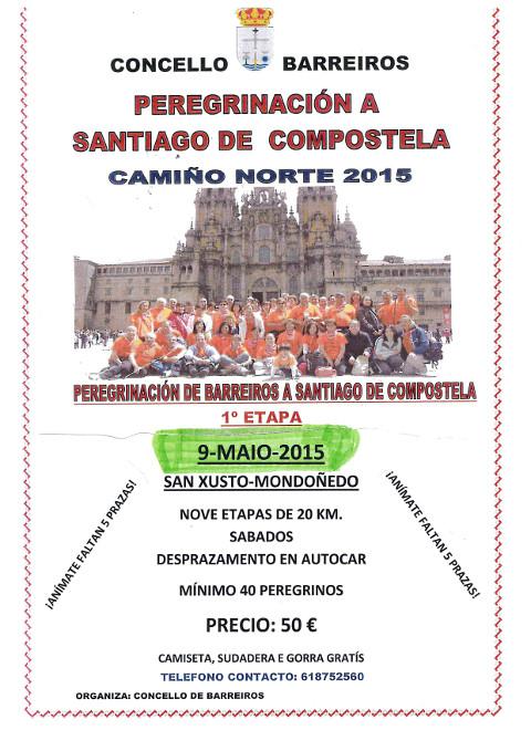 O Concello barreirense organiza unha peregrinación por etapas a Santiago, a través do Camiño Norte. A primeira será este sábado, 9 de maio.
