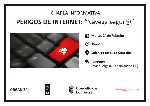 O Concello de Lourenzá organiza unha charla sobre os perigos de internet. Será o 24 de febreiro ás oito e media da tarde. 