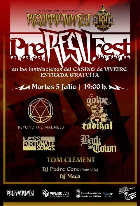 El 5 de julio tendrá lugar en Viveiro la tercera edición del PreResu16 en el que participarán dos djs y cinco bandas seleccionadas por el propio Resurrection Fest.