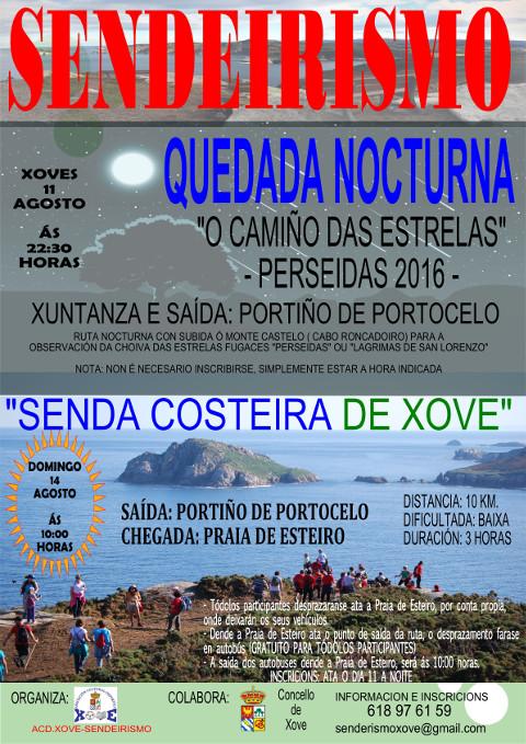 La ACD Xove organiza una quedada nocturna este jueves, 11 de agosto, y la ruta senda costeira de Xove, que tendrá lugar el día 14.