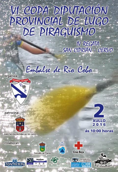 O Club Deportivo San Ciprián organiza a regata de piragüismo San Ciprián-Cervo, que se celebrará o 2 de xullo no embalse de Río Cobo. 