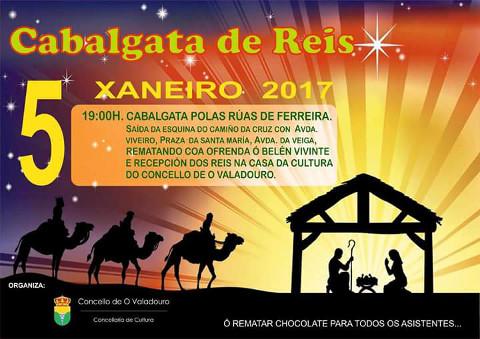 Os Reis Magos chegarán ao Valadouro o 5 de decembro ás sete da tarde. Unha vez rematada a cabalgata haberá chocolate para todos os asistentes.