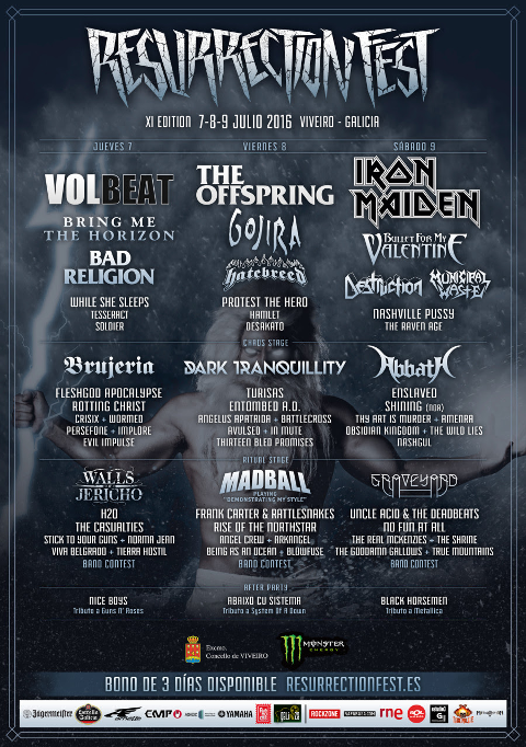 Nuevas bandas en el Resurrection Fest 2016. En julio estarán en Viveiro Brujería, Destruction y Turisas, entre otras. 