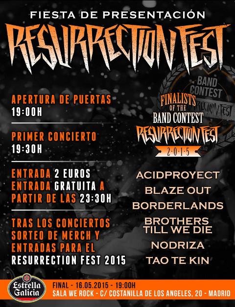 Este sábado, 16 de mayo, tendrá lugar en Madrid la fiesta presentación del Resurrection Fest. Será en la sala We Rock, donde también se celebrará la batalla final de bandas del Band Contest.