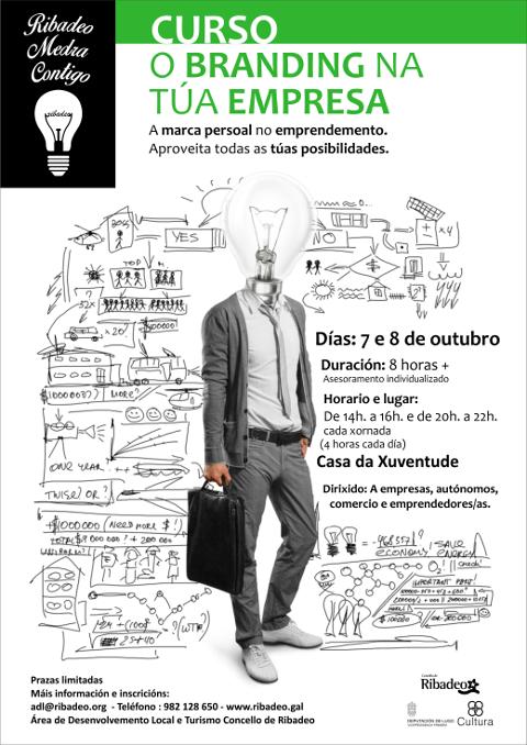 Os días 7 e 8 de outubro terá lugar en Ribadeo un curso de "Branding para emprendedores". A inscrición está aberta. 