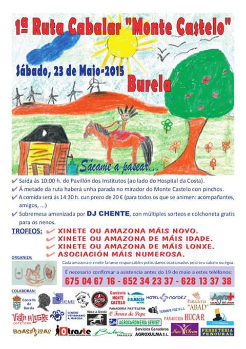 A 1ª Ruta Cabalar Monte Castelo terá lugar este sábado, 23 de maio, en Burela. 