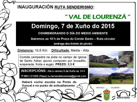 O Concello de Lourenzá organiza actividades infantís e inaugura unha ruta de sendeirismo para conmemorar o día do medio ambiente. 