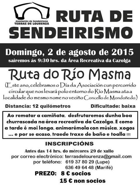Terras de Lourenzá realizará a Ruta do Masma o vindeiro 2 de agosto. Será para celebrar o día da asociación. 
