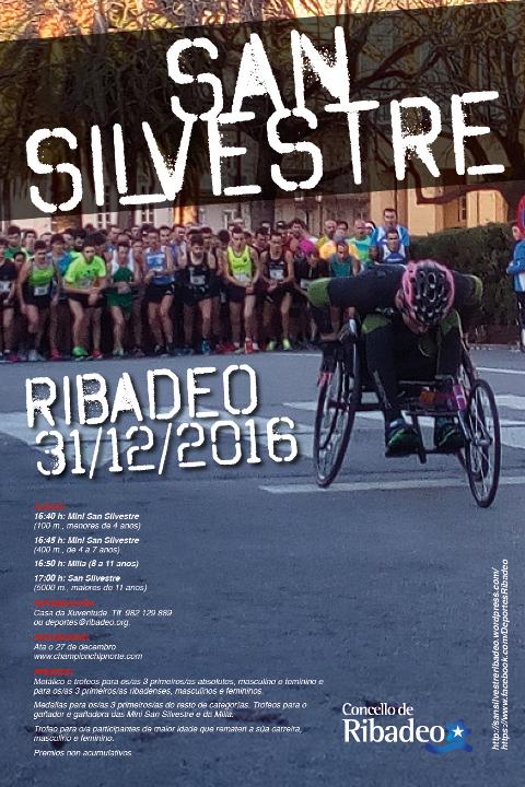 Ata o 27 de decembro está aberto o prazo de inscrición para participar na San Silvestre 2016, que organiza a Concellaría de Deportes de Ribadeo. 