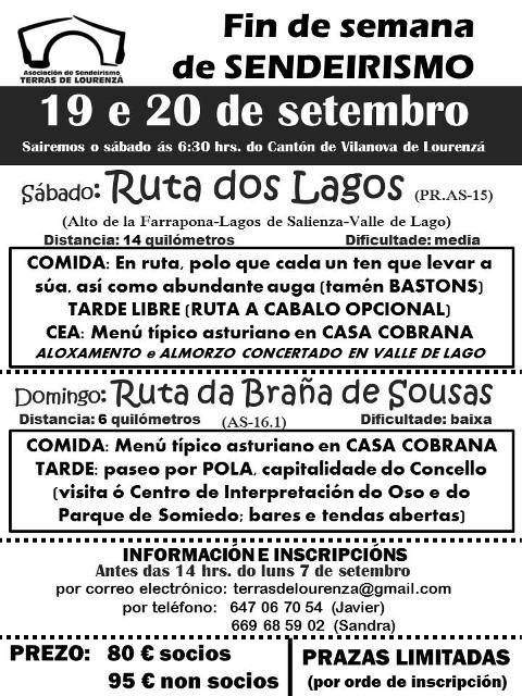 Terras de Lourenzá organiza unha camiñata por Somiedo. Será a fin de semana do 19 e do 20 de setembro. 