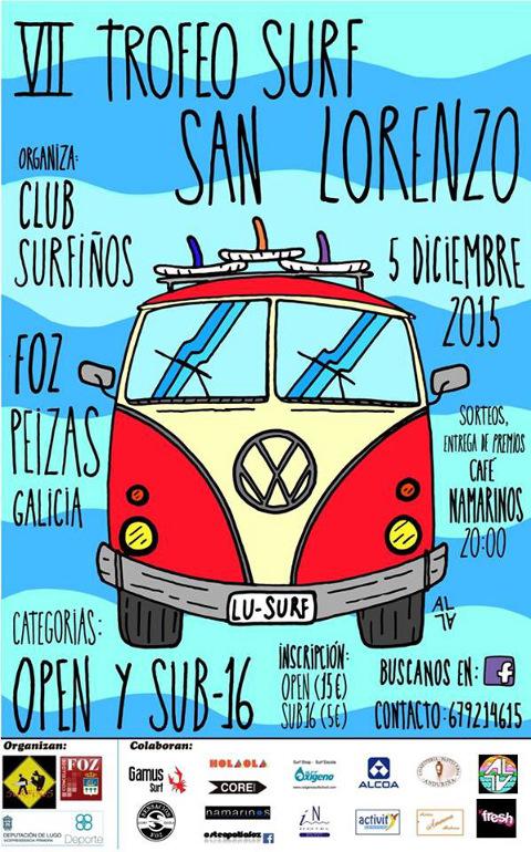 A praia de Peizás, en Foz, acolle este sábado, 5 de decembro, a sétima edición do Trofeo Surf San Lorenzo. 