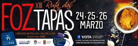 Foz acollerá do 24 ao 26 de marzo a XIII Ruta das Tapas, que organiza o Centro Comercial Aberto. Dezasete locais participan na cita. 