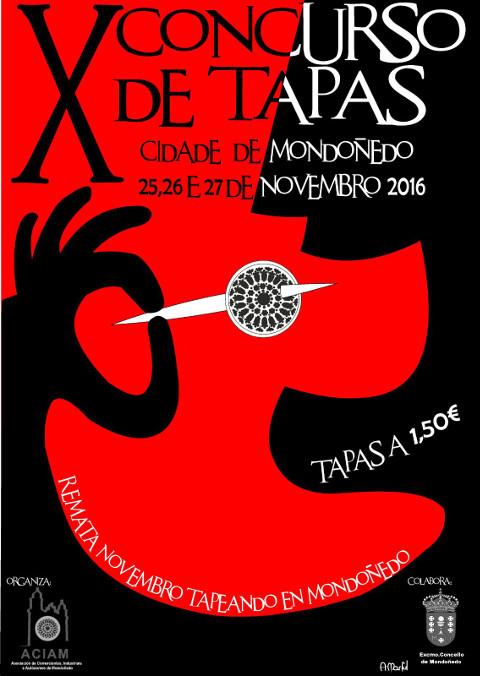 Do 25 ao 27 de novembro celebrarase en Mondoñedo o X Concurso de Tapas, que organizan o Concello e a Aciam. 