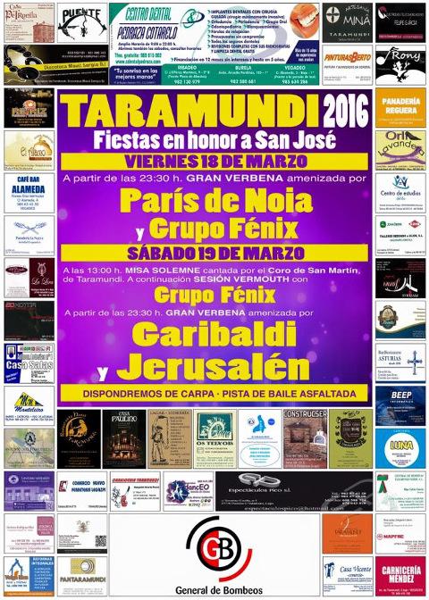 Fiestas en honor a San José los días 18 y 19 de marzo en Taramundi. Habrá carpa y pista de baile asfaltada.