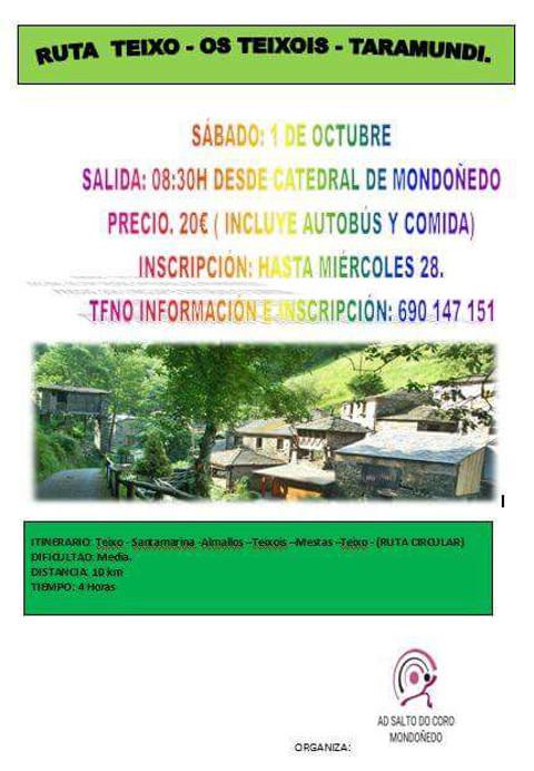 La asociación Salto do Coro, de Mondoñedo, organiza una excursión para hacer una ruta en Taramundi el 1 de octubre.