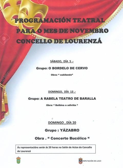 En novembro haberá un ciclo de teatro en Lourenzá, con tres representacións. Está organizado polo Concello. 