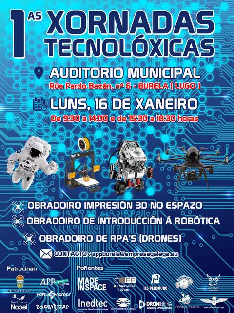 O 16 de xaneiro terán lugar en Burelas as I Xornadas Tecnolóxicas, que organizan o Concello e a empresa APP Informática. Están dirixidas a alumn@s de institutos e colexios. 