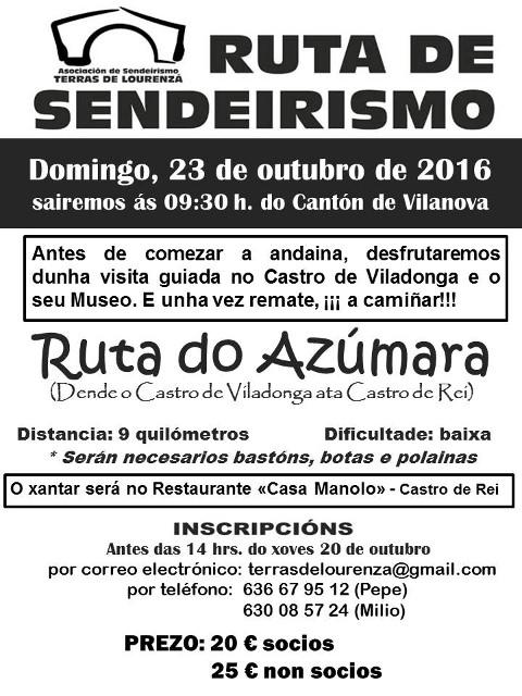 Terras de Lourenzá organiza unha ruta polo Azúmara. Será o 23 de outubro. O prazo para anotarse está aberto. 