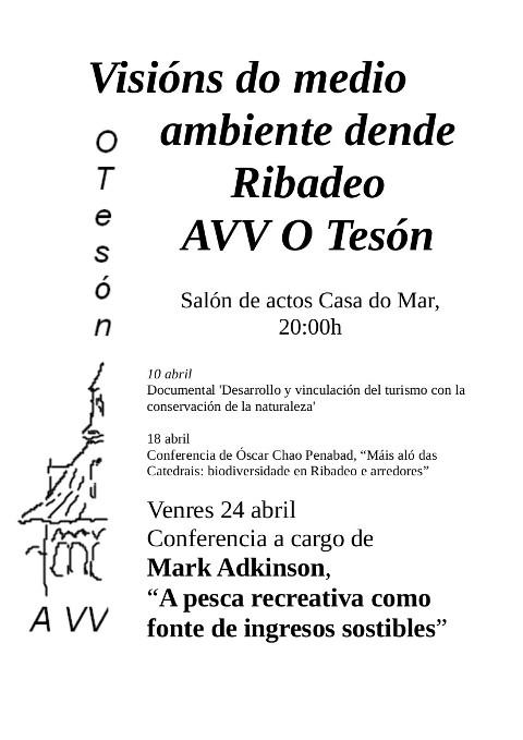 Mark Adkinson falará este venres, 24 de abril, en Ribadeo sobre "A pesca recreativa como fonte de ingresos sostibles". Organiza: O Tesón. 