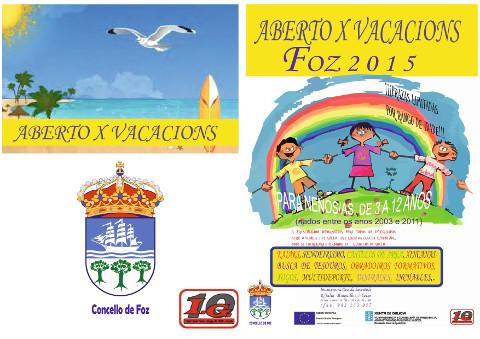 En xullo e agosto terá lugar en Foz unha nova edición do programa "Aberto por vacacións", que organiza o Concello. Está destinado a nen@s de 3 a 12 anos.