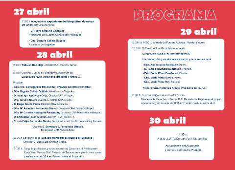El C.R.A. Ría del Eo celebra su 25 aniversario del 27 al 30 de abril con diversas actividades, que fueron presentadas en el Ayuntamiento de Vegadeo.
