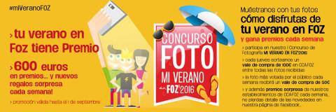 El último sorteo del I Concurso Fotográfico "Mi Verano en Foz'16" será el próximo 1 de septiembre. 