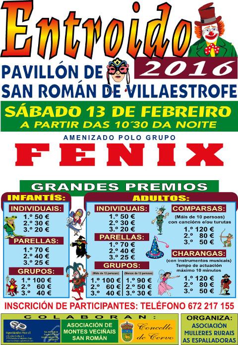 O pavillón de San Román, en Cervo, acollerá a celebración do Entroido na que haberá desfile, concurso con premios en metálico e baile o 13 de febreiro. 