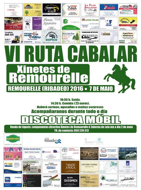 O 7 de maio terá lugar en Remourelle a VI Ruta Cabalar. Haberá xantar, sorteos, agasallos e moitas sorpresas.