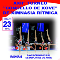 Este sábado, 23 de maio, ás cinco da tarde dará comezo o XXII Torneo Concello de Xove de Ximnasia Rítmica. 